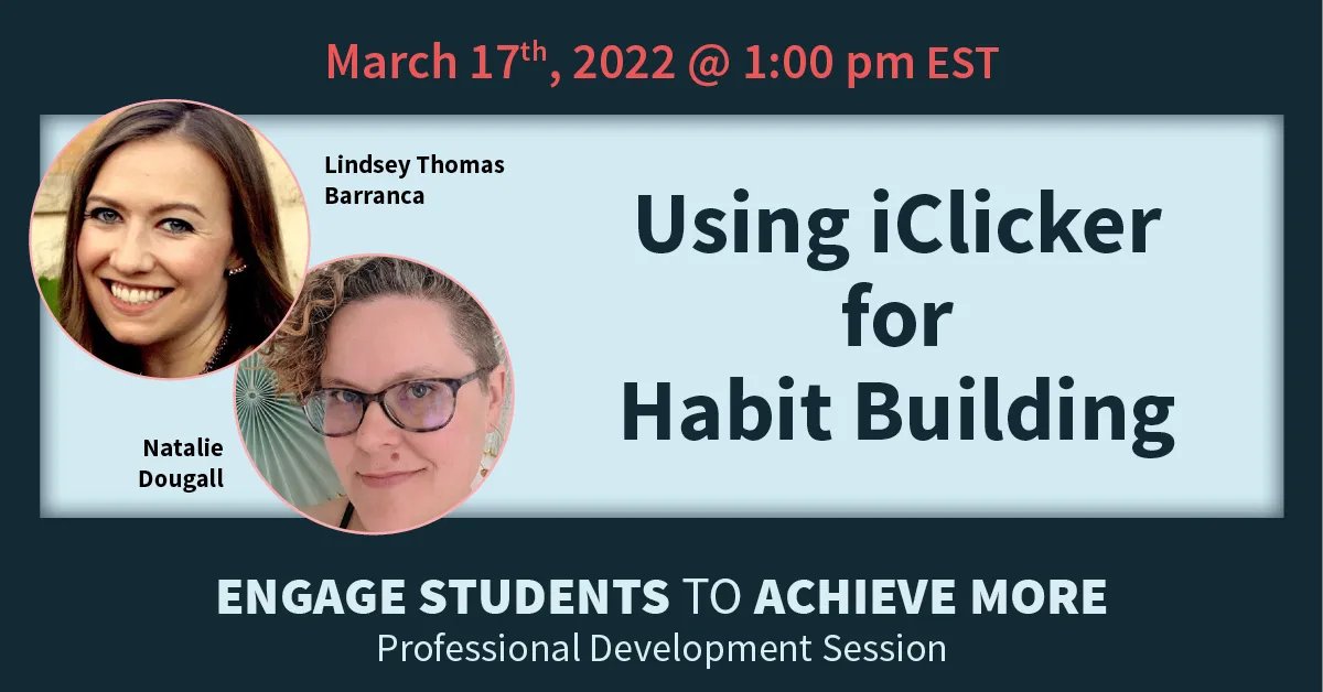 There's still time to register for tomorrow's #professionaldevelopment session "Using #iClicker for Habit Building," (3/17 @ 1PM ET)! Join us to learn how iClicker helps your students cultivate successful habits both in and out of the classroom: buff.ly/3r4vyZi #webinar