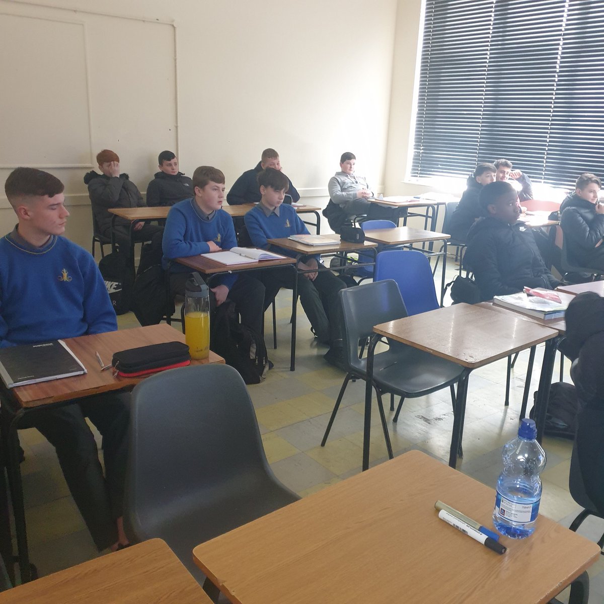 rois_gowan's tweet photo. 2nd Year Maths students taking part in their first week of The Junior Achievement Programme this morning, in association with Science Foundation Ireland. Students built rockets in teams and had a great time🚀!!@moylepark @SFI @JuniorAch @Future_wize https://t.co/M5h4ApVFd5