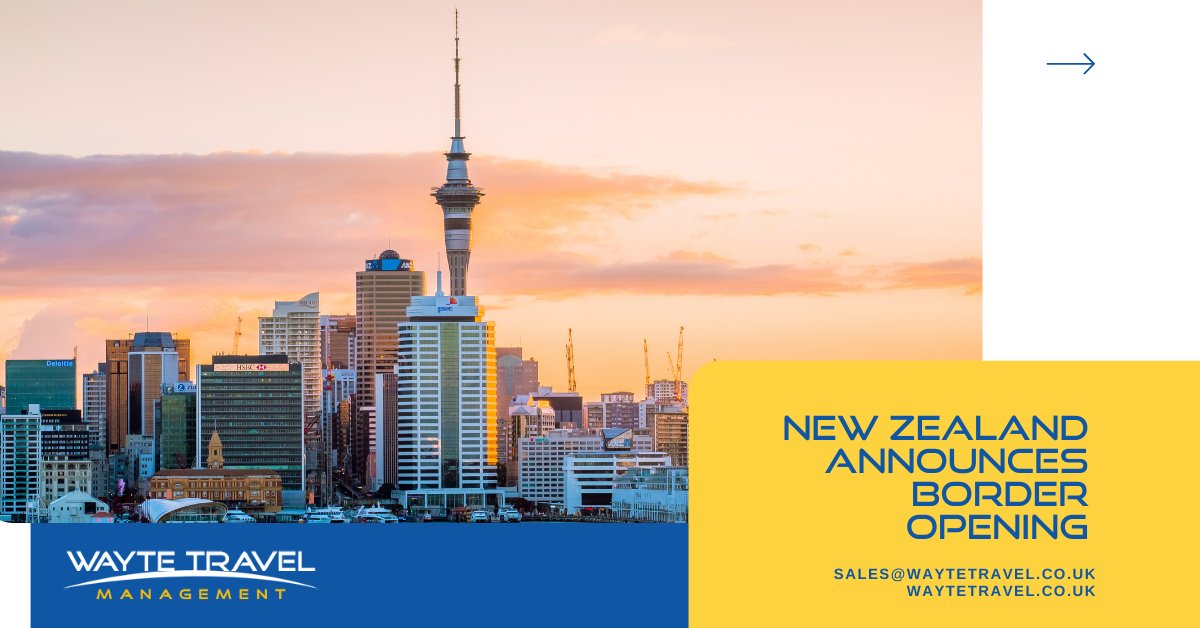 WayteTravel's tweet photo. 🇳🇿 New Zealand announce plans to open borders.
✈️ The border opens to Australians from the 13th of April and vaccinated travellers from 60 other countries from the 2nd of May. 
Read more here: https://t.co/a5VKJdhRE2 
#WhyWayte #BusinessTravel https://t.co/LQioC4xgov