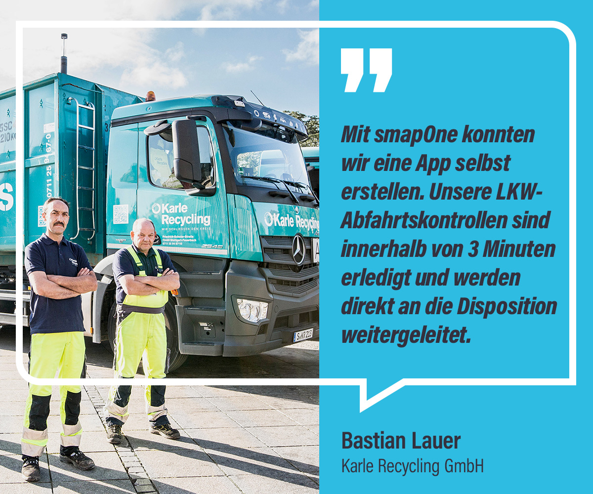 Digitalisierung auf dem Recyclinghof. In nur 3 Minuten alle Abfahrtskontrollen per #app erledigen und die Protokolldaten direkt an die Disposition weiterleiten. Karle Recycling GmbH spart wertvolle Zeit mit der #nocode -Plattform. Jetzt Erfolgsstory lesen: l.smapone.com/karle-recyclin…
