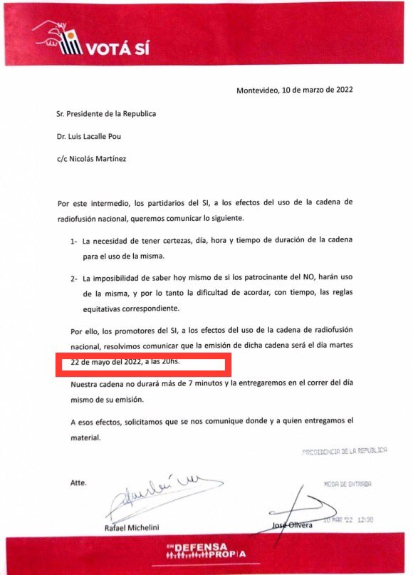 eduardo_shaw's tweet photo. Bien Michelini!
Pidieron cadena para el 22 de mayo!
Eso de firmar sin leer parecería ser otra de las características del FA.
Me recuerda a las Actas del Tribunal de Honor a Gavazzo que Vázquez firmó “sin leer”.. o eso dijo.
Cuántos habrán leído la LUC? https://t.co/wVziGvY5fJ
