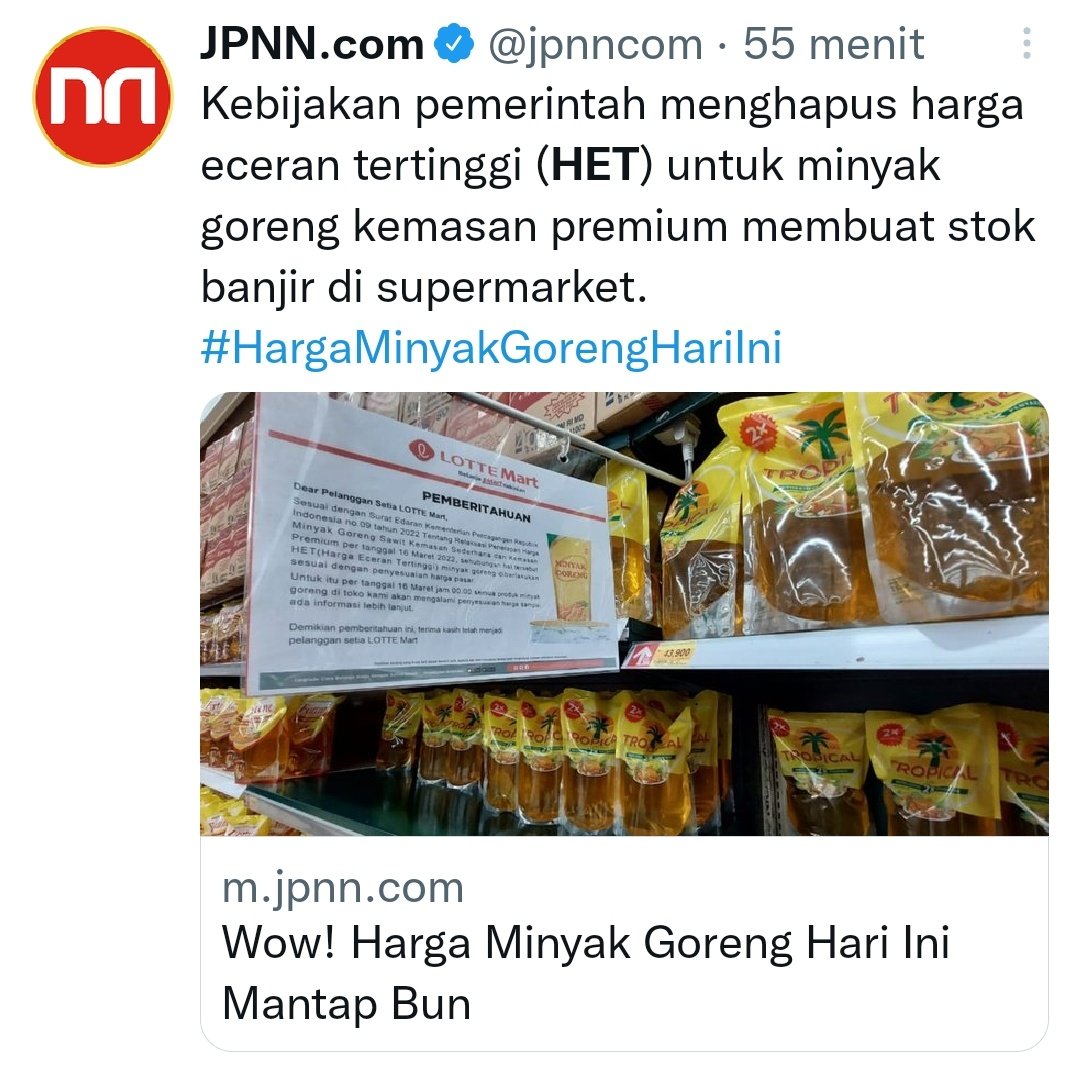 Begitu HET minyak goreng dilepas tiba2 rak-rak yang semula kosong langsung penuh..

Ternyata selama ini migor gak langka tapi sengaja ditimbun & faktanya rejim ini tunduk dg tekanan oligarki!!