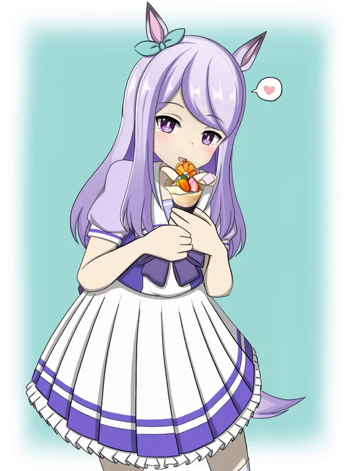 クレープ食べてるイラスト#ウマ娘 #メジロマックイーン 