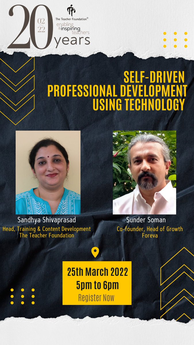 ttfUpdates's tweet photo. Unlock the potential of technology for PD by registering for our upcoming webinar on Self-Driven Professional Development using Technology on 25th March, 5 pm.
#RegisterNow! https://t.co/rdR5nHRHY6
#professionaldevelopment #technology https://t.co/9l6dCWqnBc