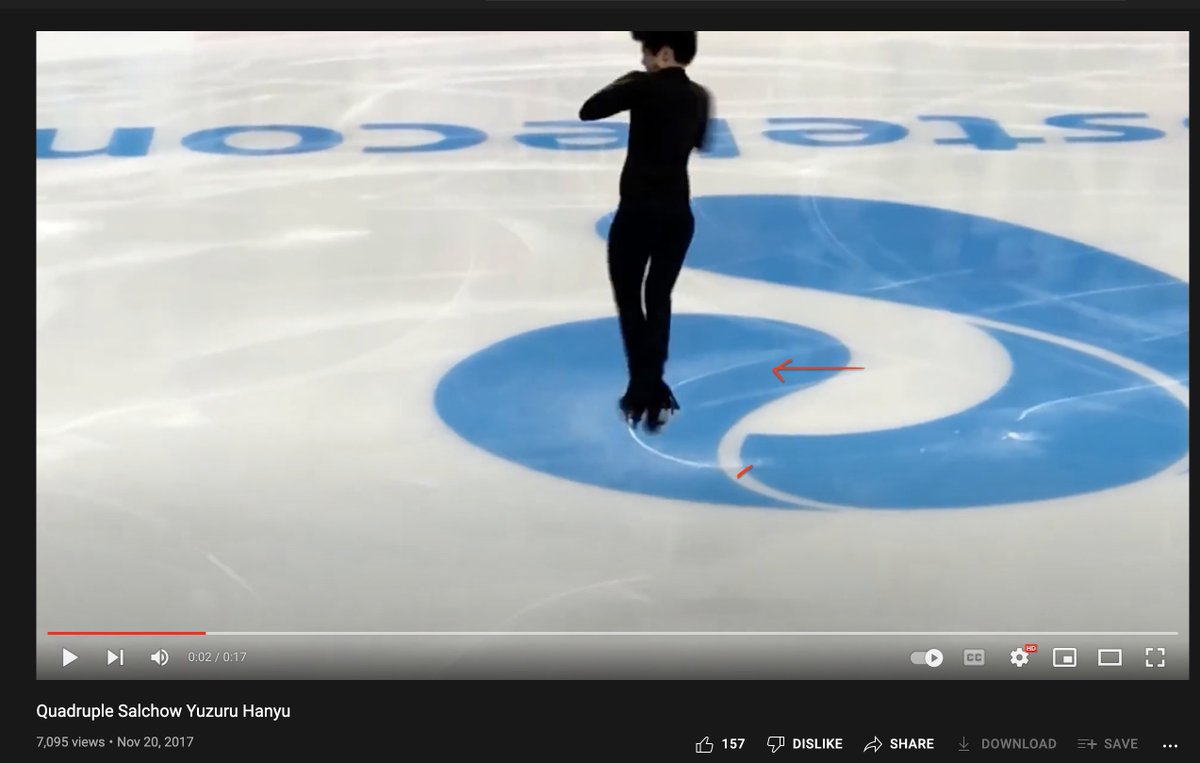 jenikooooooo's tweet photo. @Henni147 ok i found a good video.
this "J" shaped tracing is his takeoff. it's a very classic trace for a salchow. there is always a tiny little flag (i marked it with red) at the end of that "J" showing a 1/2 PR. it's the correct technique for a sal but hard to see bc it happens so fast. https://t.co/9LDAw4Syx3