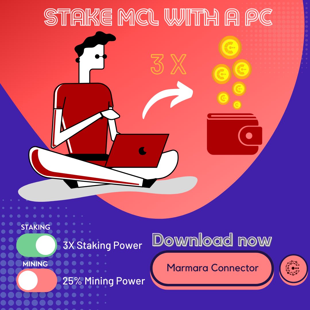 marmarachain's tweet photo. Did you know you can actually #stake cryptocurrency with a PC?
Start staking MCL for 3x #StakingPower!
All you have to do is;
•Buy MCL👛
•Loop it! 🔁
•Stake it!💰
#StakingCryptocurrency #StakingRewards https://t.co/rME51VKuly
