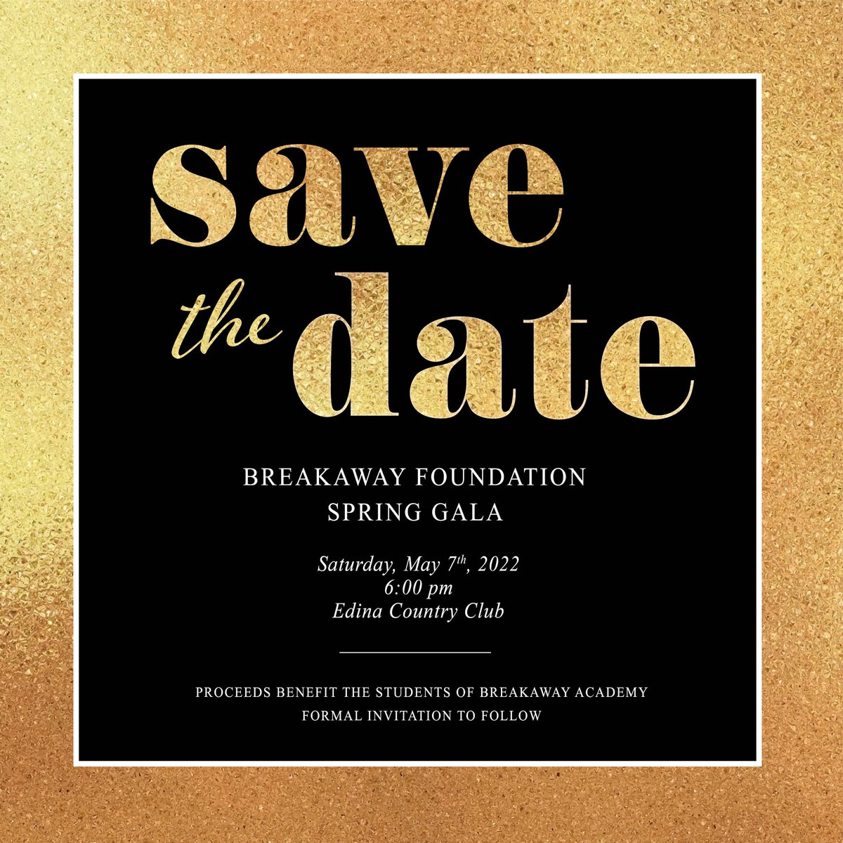 Mark your calendars for May 7th! 🗓

Breakaway Foundation’s Spring Gala is back &amp; we’re so happy to be hosting an in-person event! 

All proceeds benefit the student experience at Breakaway Academy.