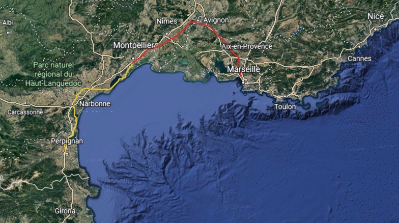 RousseauEtienne's tweet photo. Il n'y a pas un seul train direct reliant toutes les villes du pourtour méditerranéen. 3h20 mini pour Marseille-Perpignan en 🚉 (3h10 en 🚗). Un #TERGV serait pourtant possible avec les tronçons grande vitesse Marseille-Avignon et Avignon-Montpellier.
@AlainGetraud @SNCF https://t.co/EnzWXZpRHW