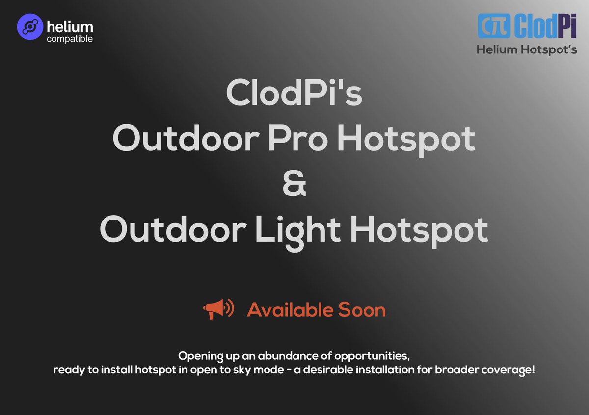 clodpilabs's tweet photo. π’Scale Up your Helium - India's own ClodPi is coming up with the much awaited Outdoor Pro Hotspot and Outdoor Light Hotspot.
Follow us for next announcement!
#IndiaWantsHelium #Helium #LongFi
#LoRaWAN #ThePeoplesNetwork #ClodPi
https://t.co/0WKqhHrVjq https://t.co/EwejZo7QIA