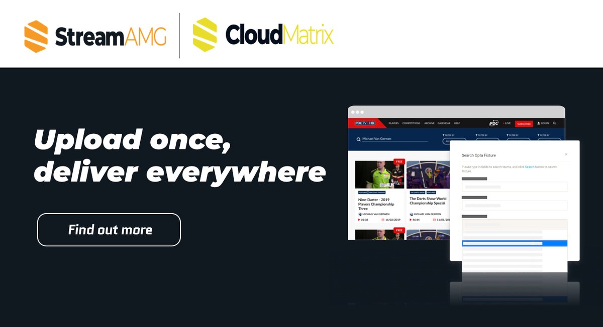 StreamAMG's tweet photo. An ideal tool for busy content teams and is simple to implement – CloudMatrix primarily exists to create and serve bespoke feeds of video content, including custom riles and metadata.

Optimise your content distribution: https://t.co/siLvABG03l 

#StreamAMG #CloudMatrix #websites https://t.co/xKhI1Pk9UC