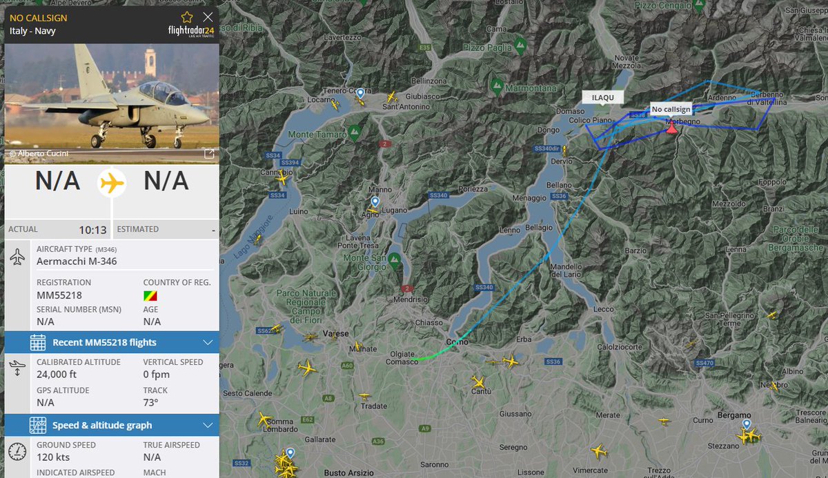 Emergenza24's tweet image. UPDATE [16.03-13:20] Monte #Legnone #Alpi #Lecco #incidente precipita (11:13) #aereo jet militare Aermacchi  M-346 2 piloti a bordo – In corso ricerche
