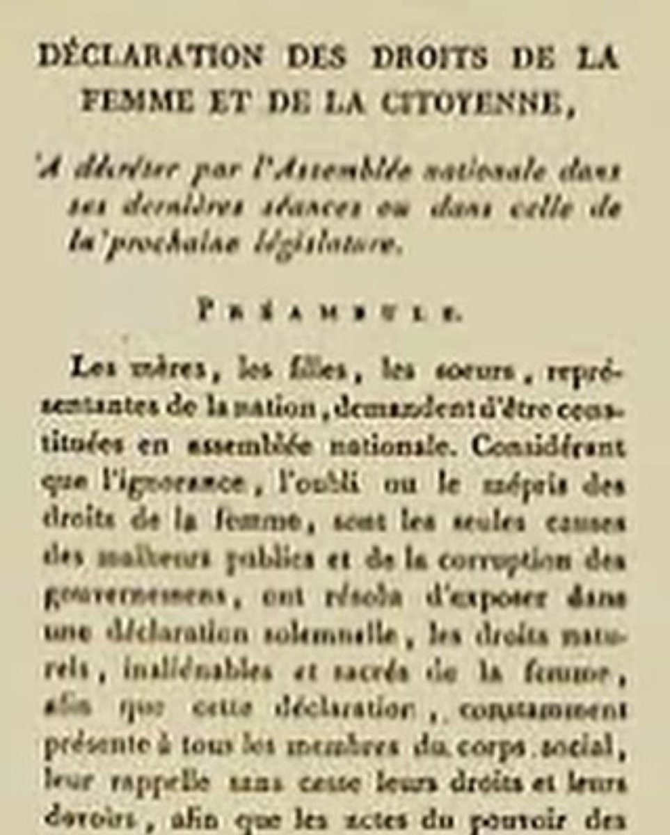 FRadicales's tweet image. Celle qui à attaquer les H. sur la façon dont ils limitent les #Droits  #Libertés des F. #OlympesdeGouges Les droits naturels de la Femme et de l’Homme sont dans sa #Declaration mais pas que de façon abstraite. On y retrouve la place réelle des Droits des Femmes.#DroitsDesFemmes