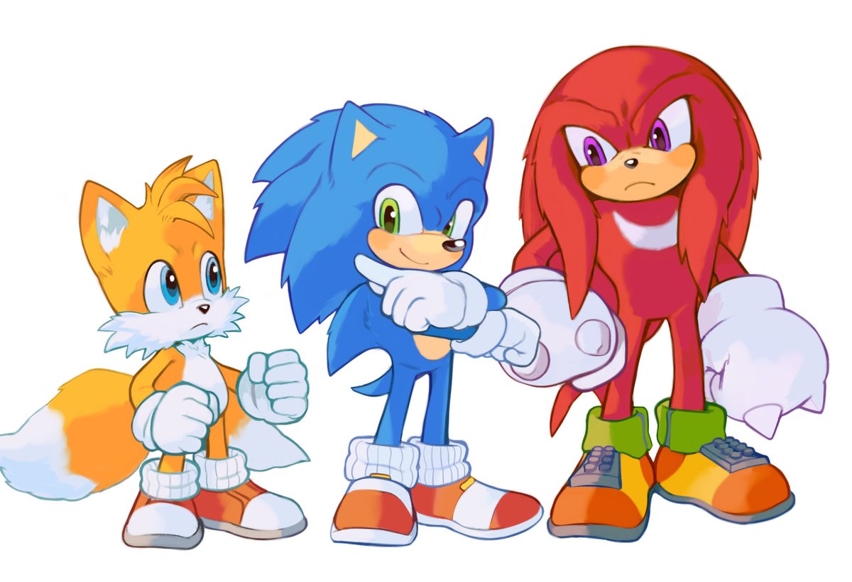 sonic the hedgehog 3boys furry male multiple boys male focus gloves green eyes furry  illustration images