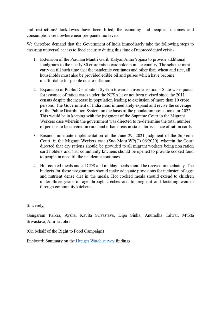 Right to Food, India tweet media