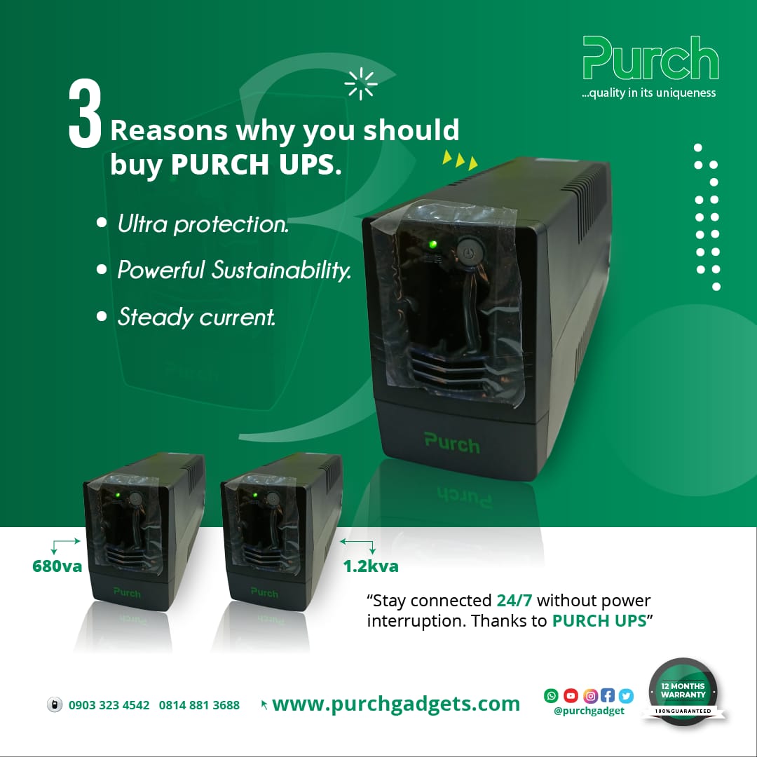Purchgadget's tweet photo. With Purch UPS (680va &amp; 1.2kva) you get  Ultra Protection, Powerful Sustainability and Steady current. 

Purch UPS 680va - 23,500
Purch UPS 1.2Kva - 35,000

For more info: Call/Whatsapp:  090 3323 4542 0814 881 3688 or visit https://t.co/2Mr41mFA4R

#PurchUPS #PurchElectronics https://t.co/N0hucupmUx
