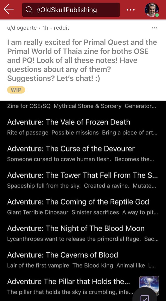 diogo_oldskull's tweet photo. I just posted 5 pages of notes for #PrimalQuest and #ThePrimalWorldOfThaia on the #OldSkullPublishing subreddit!
Come check out the ideas moving my #StoneAndSorcery #Mythic #StoneAge #NeOSR #TTRPG! And make suggestions too!
#ShowYourWork #RPGLATAM #DnD
https://t.co/soG2jKpaiU https://t.co/zP6KIl3TN4