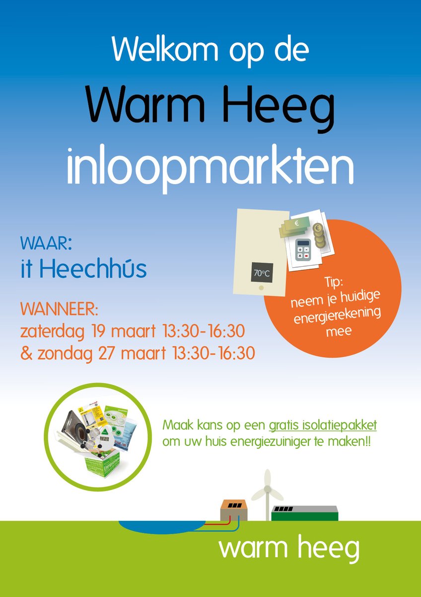 WarmHeeg's tweet photo. Aanstaande zaterdag is de eerste inloopmarkt voor bewoners in #Heeg. We laten zien waar we mee bezig zijn en horen graag uw vragen, twijfels, zorgen en meningen.
Wij tracteren u met informatie én met appeltaart! https://t.co/Q0U4MlNSF7