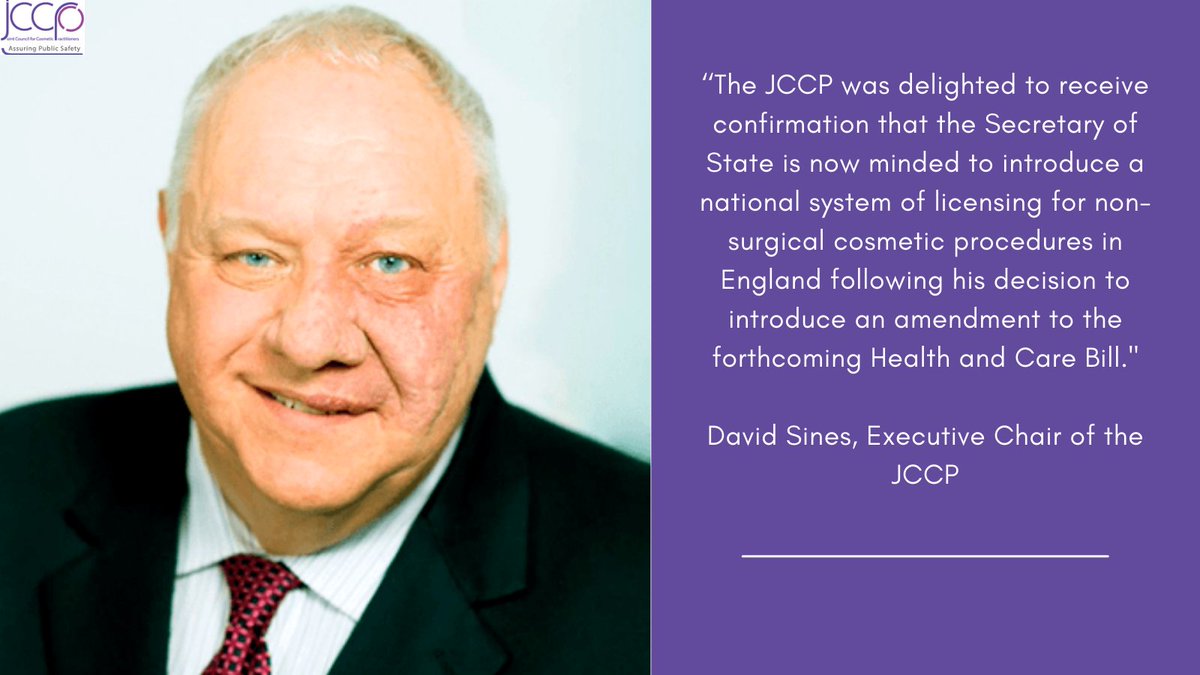 'The JCCP...has campaigned relentlessly over the past four years for the implementation of a nationally approved system of licensing for the aesthetic sector underpinned by mandated standards for education and training for all practitioners’. 

#CosmeticProcedures #Aesthetics