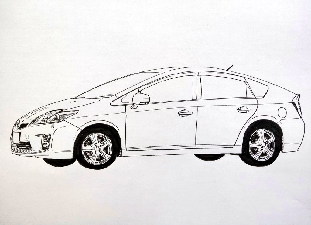 結城るい Twitterren トヨタ Toyota Prius ラクガキ ペン画 イラスト練習 イラスト王国 アナログイラスト トヨタプリウス T Co Cz4gcl7ujm Twitter
