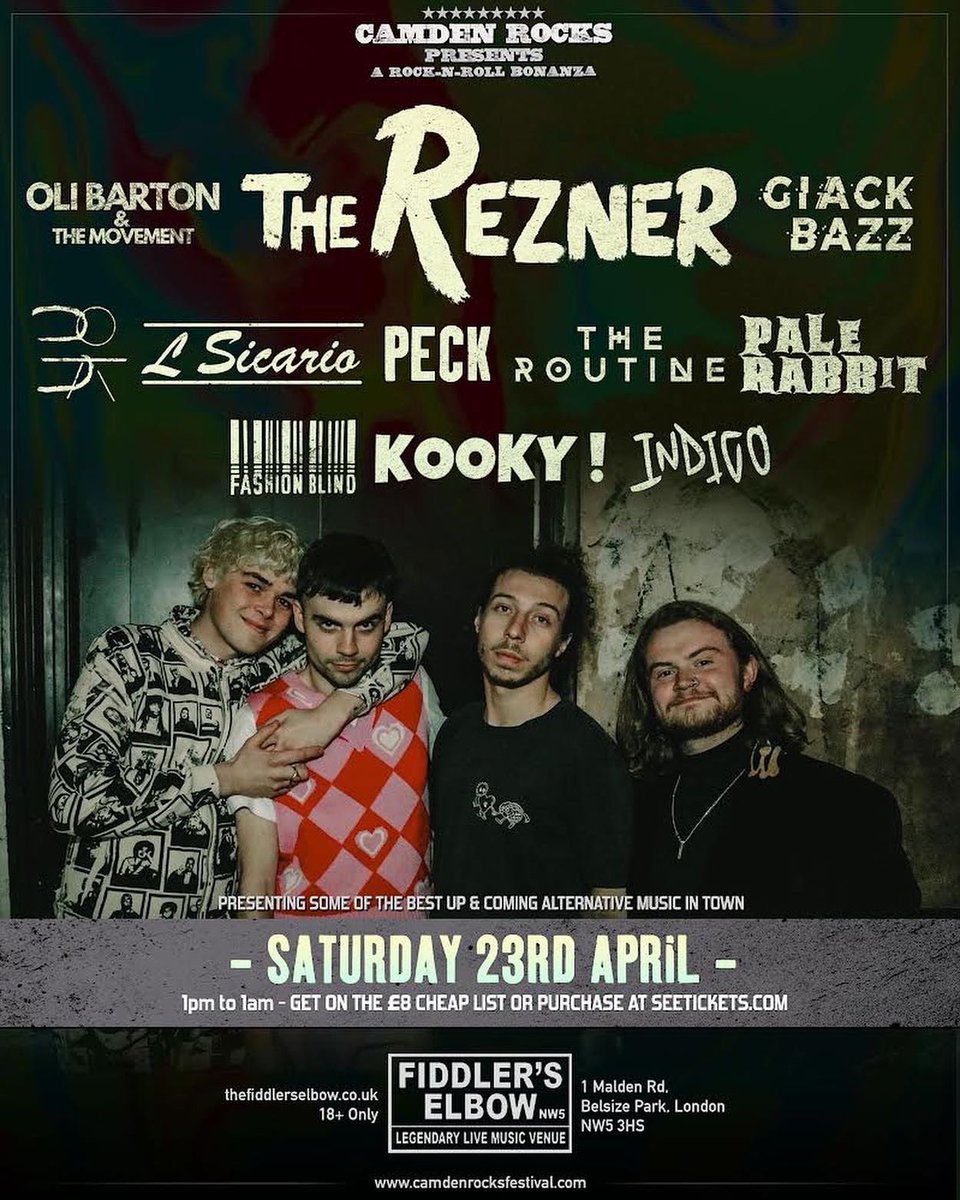 Next up we headline @CamdenRocksFest at The Fiddlers Elbow on April 23rd! Message us for £8 cheap list or get them via the link below! camdenrocksfestival.com/presents-shows/