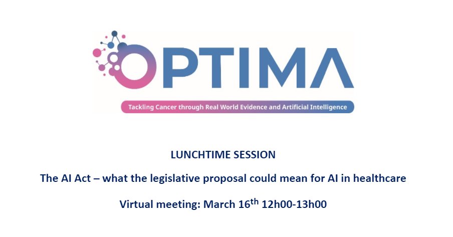 OPTIMA_oncology's tweet photo. "The #AIAct and what the legislative proposal could mean for #AI in #Healthcare" - A fruitful session on the #EUAIAct and its impact for the #HealthSector in general and #OPTIMA_Oncology in particular has just ended. Thanks to all speakers and attendees! #AIinHealthcare #Oncology https://t.co/DZQiJiMpxc