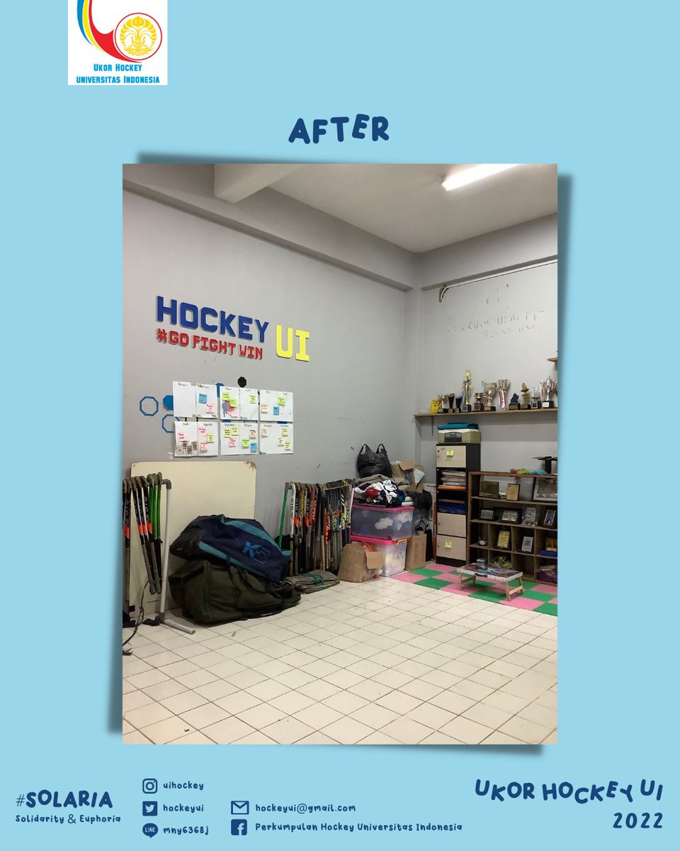 HOCKEYUI's tweet photo. [BERUANG]

AKHIRNYA BERUANG BALIK LAGI KE PUSGIWA! 🐻

Setelah satu tahun tidak dikunjungi lantaran pandemi COVID-19 yang membatasi pertemuan kami, akhirnya Beruang (Bersih-bersih Ruangan) dilaksanakan kembali pada Sabtu, 12 Maret 2022 di Sekretariat Hockey, Pusgiwa UI. https://t.co/RHmzofDCvi