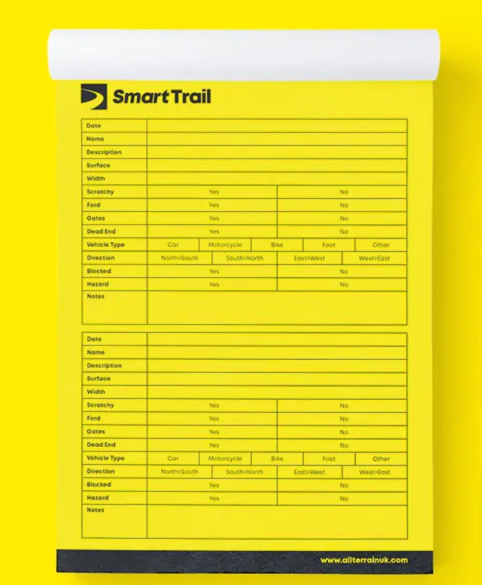 AllTerrainUK's tweet photo. Our latest edition to our webshop is our notepad for recording details of lanes you’ve driven making it easy to update SmartTrail. #UserEvidence #GreenLane 
https://t.co/uLOiuAZfIp https://t.co/EqpiJdhpQc