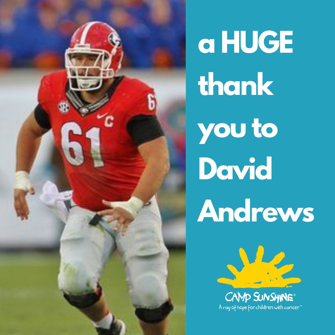 Camp Sunshine (@mycampsunshine) on Twitter photo David Andrews may have landed in Boston after his time as a UGA Bulldog, but he has kept Georgia and Camp Sunshine on his mind. After participating in Boston’s 'Saving by Shaving' event, David chose Camp Sunshine to receive a very generous donation. Thank you, <a href="/dandrews61/">David Andrews</a> ! David Andrews may have landed in Boston after his time as a UGA Bulldog, but he has kept Georgia and Camp Sunshine on his mind. After participating in Boston’s 'Saving by Shaving' event, David chose Camp Sunshine to receive a very generous donation. Thank you, <a href="/dandrews61/">David Andrews</a> !