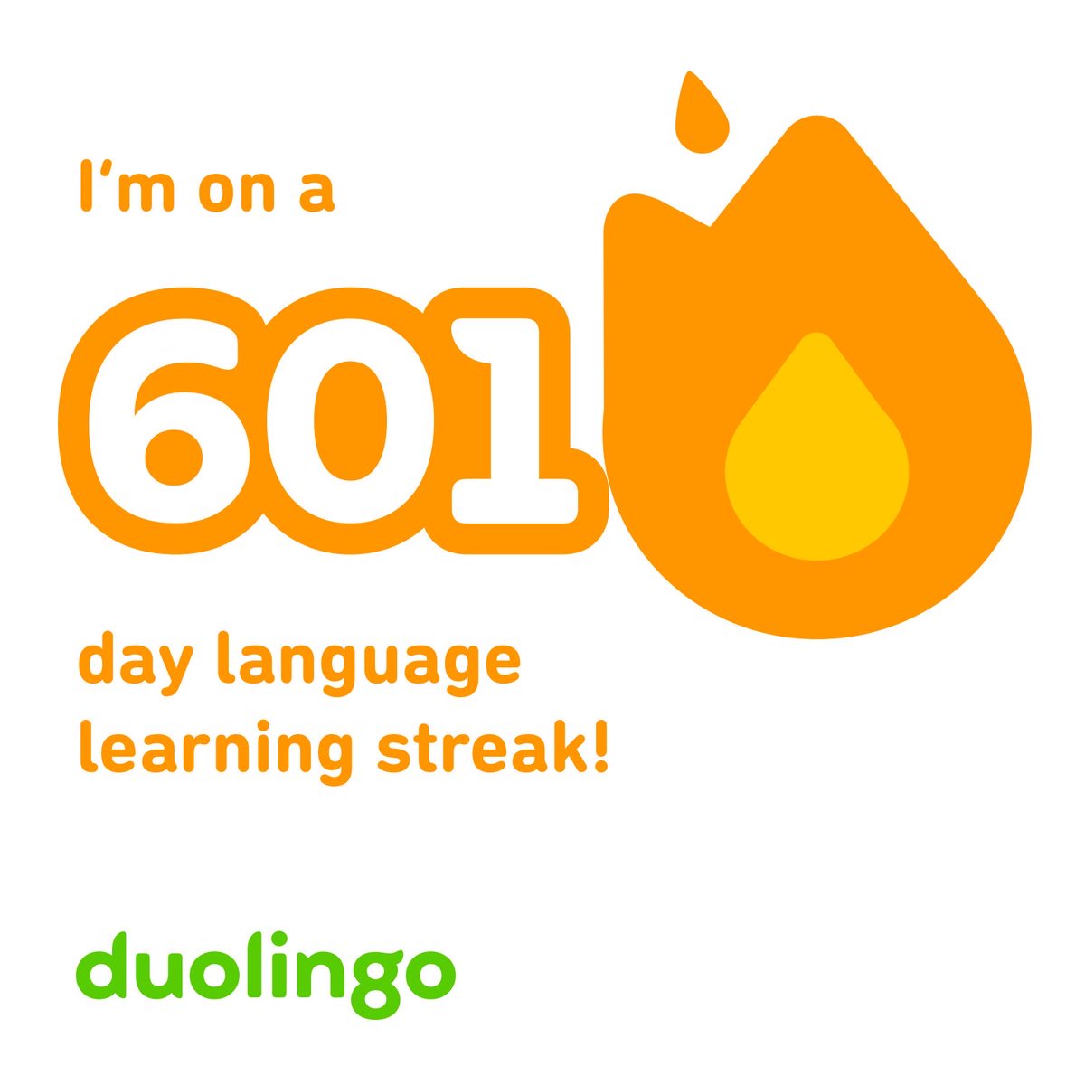MorganJackson85's tweet photo. I’m on a 601 day streak learning Spanish on Duolingo! Join me? https://t.co/xsadf0TV0f https://t.co/ETE9oKt18p