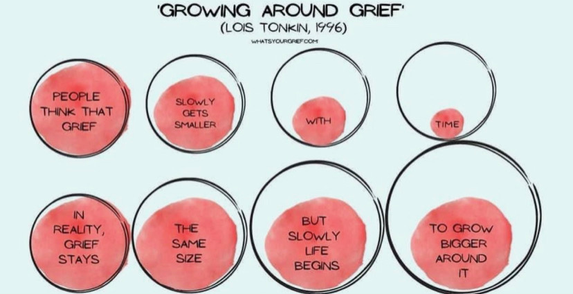 a useful picture for children ( and adults) that shows how we move forward and live with our grief #children#grief