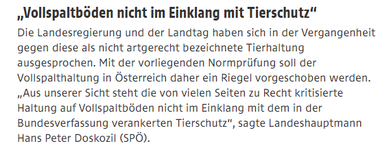 Wozu Ministerin <a href="/ElliKoestinger/">Elisabeth Köstinger</a> politisch nicht in der Lage und Willens ist, könnte jetzt durch ein Normprüfungsverfahren beim <a href="/OeVfGH/">Verfassungsgerichtshof</a> angestoßen werden: Eine Ende der Tierquälerei in der Schweinehaltung. #Doskozil burgenland.orf.at/stories/314770…