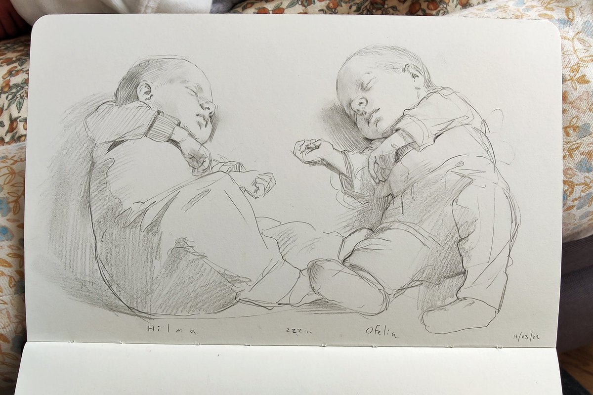 Made a sketch of my twins taking a nap, they are one week old today. I'm biased but I think this is the cutest drawing. 