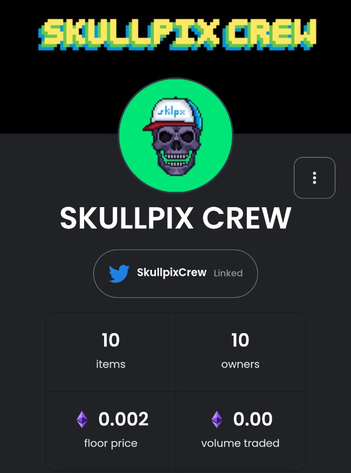 SkullpixCrew's tweet photo. First WL GIVEAWAY done. Plan is to GIVEAWAY first 100 of skullmates. You will create a roadmap in first phase. Want to her WL on second drop? Follow with 🔔 and RT 💀 https://t.co/OK0YrRUfwb