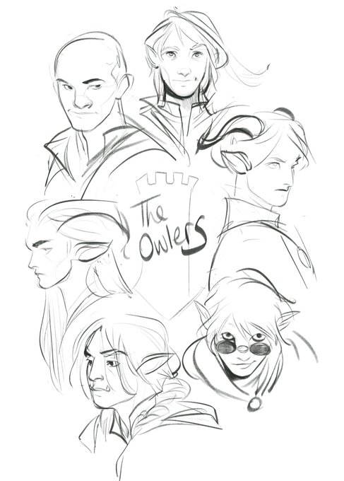 During lunch break I sketched my DnD party, the Owlers ("i gufi della torre" in italian) 🦉 ✨ 