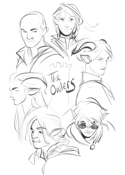 During lunch break I sketched my DnD party, the Owlers ("i gufi della torre" in italian) 🦉 ✨ 