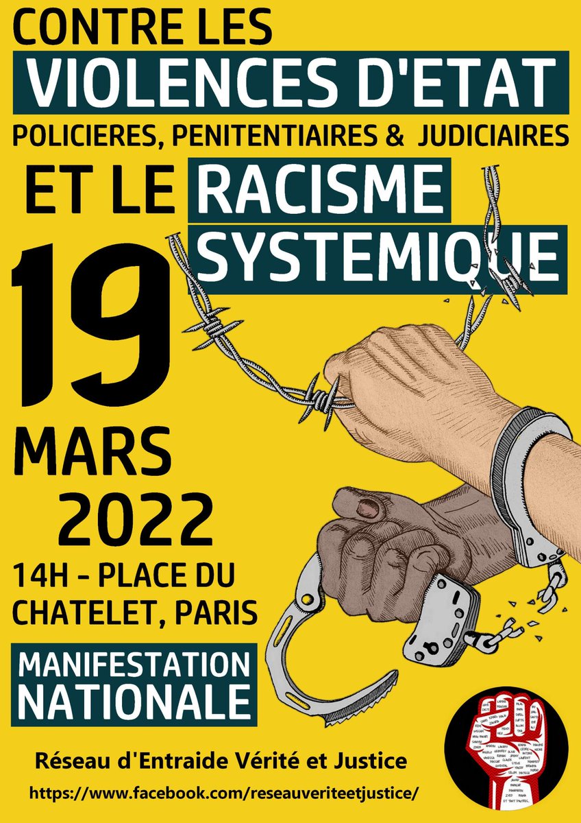 reseau_verite's tweet photo. 🛑 Samedi 19 mars 14h, nous appelons à marcher tou.tes ensemble dans ttes les villes et tous les pays, afin de rompre l'isolement face à l'injustice, de dénoncer l'impunité des https://t.co/m6qxGrhJmK https://t.co/TMpB1k34XZ et les violences d'État. 
➡ https://t.co/q1geOlOKEv https://t.co/1l3CSd5rbu