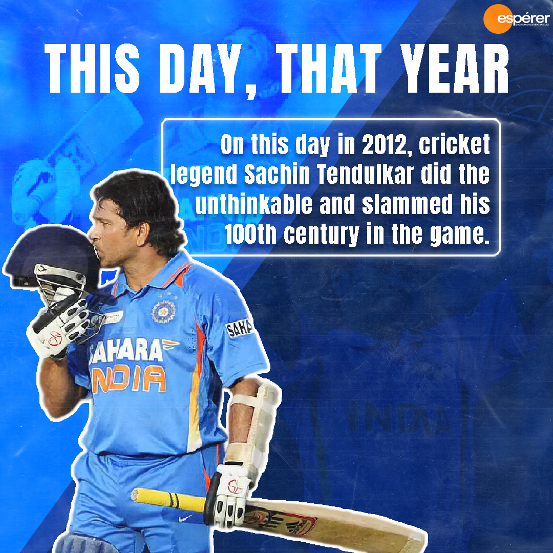 EspererSports's tweet photo. On this day in 2012, cricket legend Sachin Tendulkar did the unthinkable and slammed his 100th century in the game.

#sachin #sachintendulkar #cricket #ipl #mumbaiindians #indiancricketteam https://t.co/ESZOTNo5Om