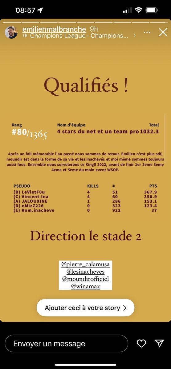 Qualifiés pour le stade 2 du KING5 de <a href="/Winamax/">Winamax Poker 🔞</a> , en route avec les potos pour Vegas avec les potos <a href="/LeVietF0u/">CALAMUSA Pierre</a> <a href="/LesInacheves/">Les Inachevés</a> #emilien PAWWWW