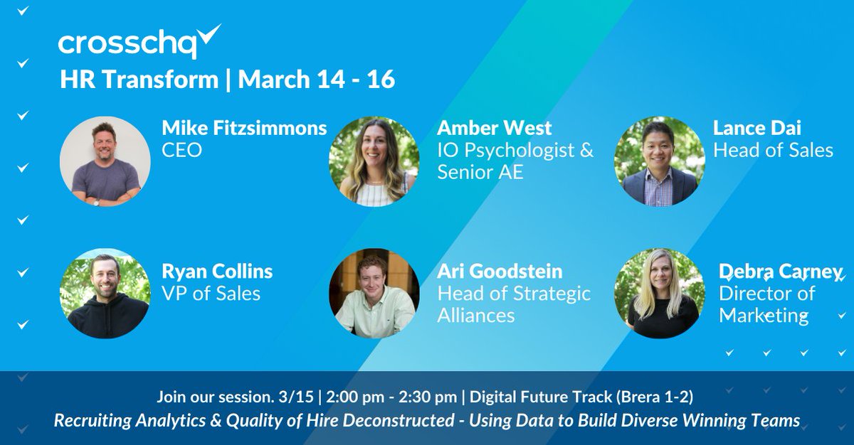 CrosschqHQ's tweet photo. Today is our last day at HR Transform! Check us out in booth #400 and learn how Crosschq can help you source, hire & retain talent easily, securely, and cost-effectively.
#HR #hrtech #HRTransform https://t.co/wbeTA1ur7Q