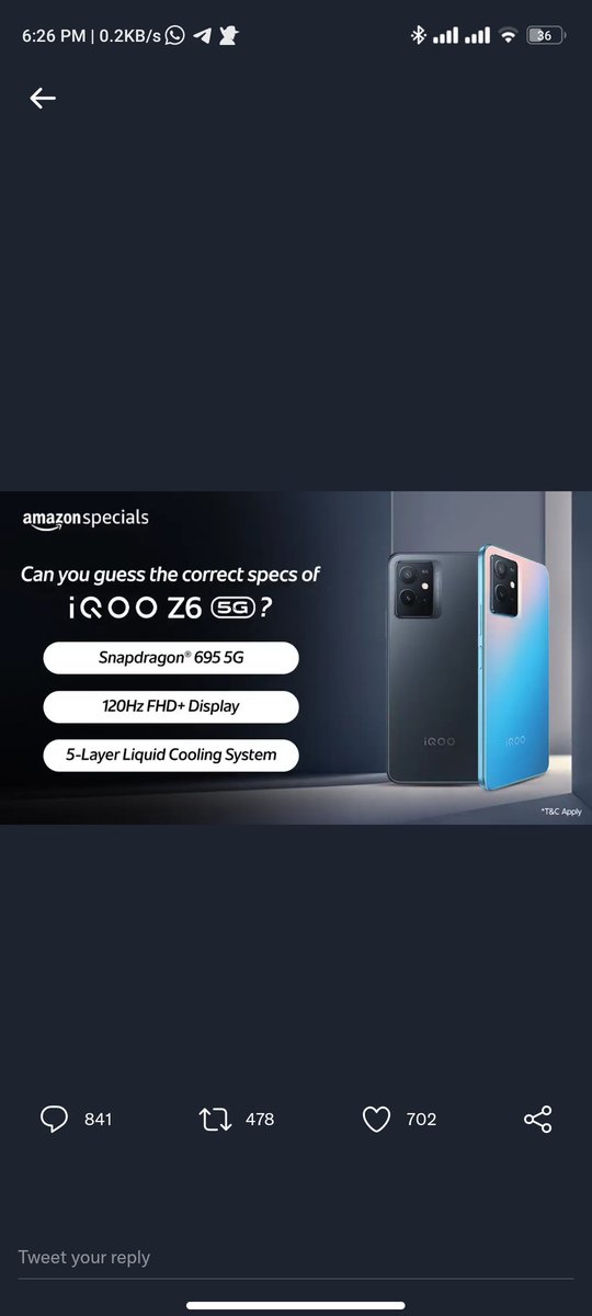 iamsouvik08's tweet photo. @amazonIN My screenshot
@amazonIN 
#iQOOZ65GOnAmazon https://t.co/tUuwYBUo24