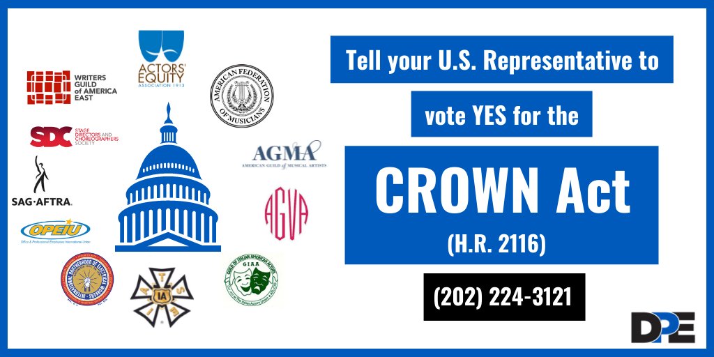 SDCweb's tweet photo. SDC supports the #CROWNAct, which will help end race-based hair discrimination and is important to making our industry more inclusive. Now’s the time for action as the House votes on this important bill! Call your U.S. Representative now. #SDCStrong #UniteEmpowerProtect https://t.co/fzmFtjy0HG