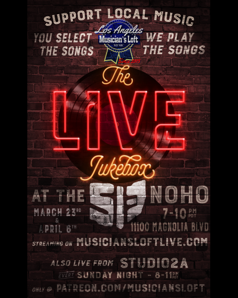 musiciansloft's tweet photo. SEE THE LIVE JUKEBOX IN PERSON! Join us at the 513 in North Hollywood from 7-10pm on 3/23 &amp; 4/6! We'll be having a great time with $5.13 beers, special guests, and all the songs you pick for us to play! We're also streaming for our Patreon members!  Go to https://t.co/d6VQdb3jsv! https://t.co/R5fW11wDU5
