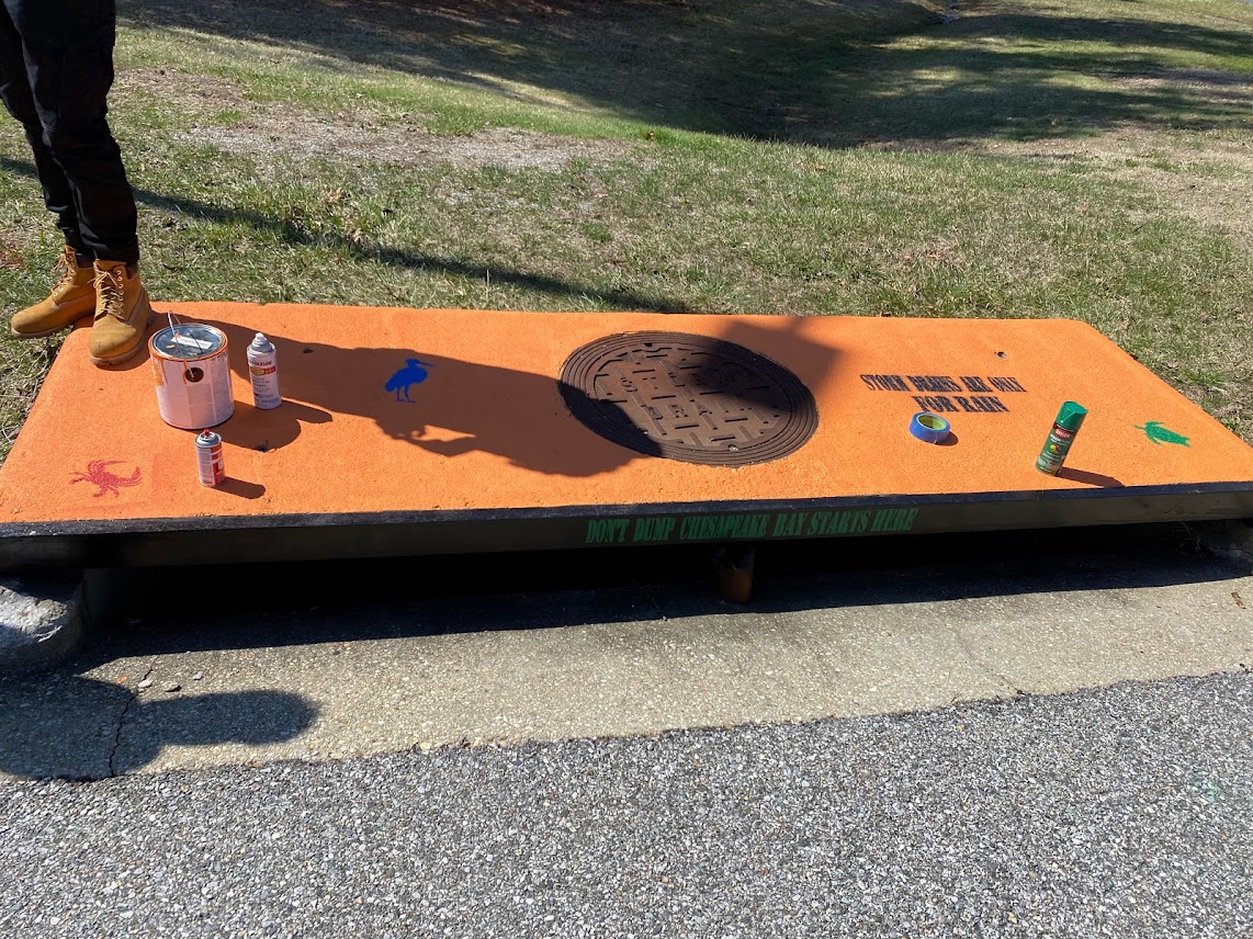 Westlake AP Environmental students painted storm drains on campus to help promote a healthy watershed. Students are honing their stenciling techniques for another round.  <a href="/CoachWells_WHS/">Coach Wells</a> <a href="/Westlake_HS/">Westlake High School</a>  #TinyStencilsNoMore