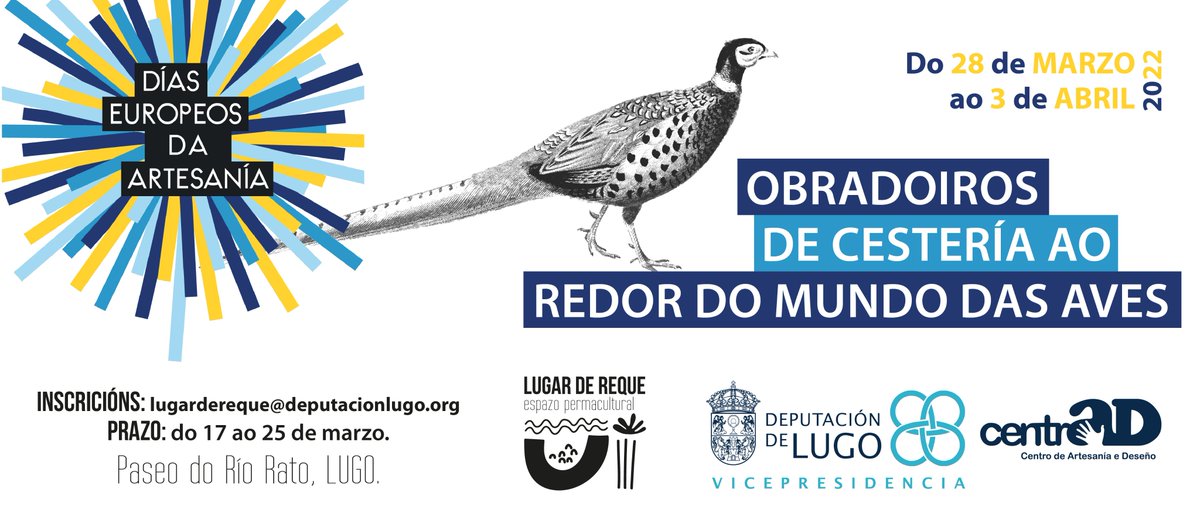 𝗢𝗯𝗿𝗮𝗱𝗼𝗶𝗿𝗼𝘀 𝗱𝗲 𝗰𝗲𝘀𝘁𝗲𝗿í𝗮 do 28 de marzo ao 3 de abril, coincidindo cos Días Europeos da Artesanía, da man das cesteiras Carmen Fieiras, Idoia Cuesta, Beatriz Valín, María Otero e Mª Jesús Labrador

ℹ️ Toda a información polo miúdo en bit.ly/35VJhKs