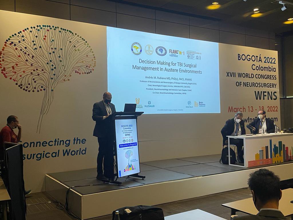 meditechf's tweet photo. Nuestro director médico Andrés Rubiano hablando sobre - Decision Making for TBI surgical Management in Austere Environments - Salon BC #WFNS2022 https://t.co/ljANUz6sB2