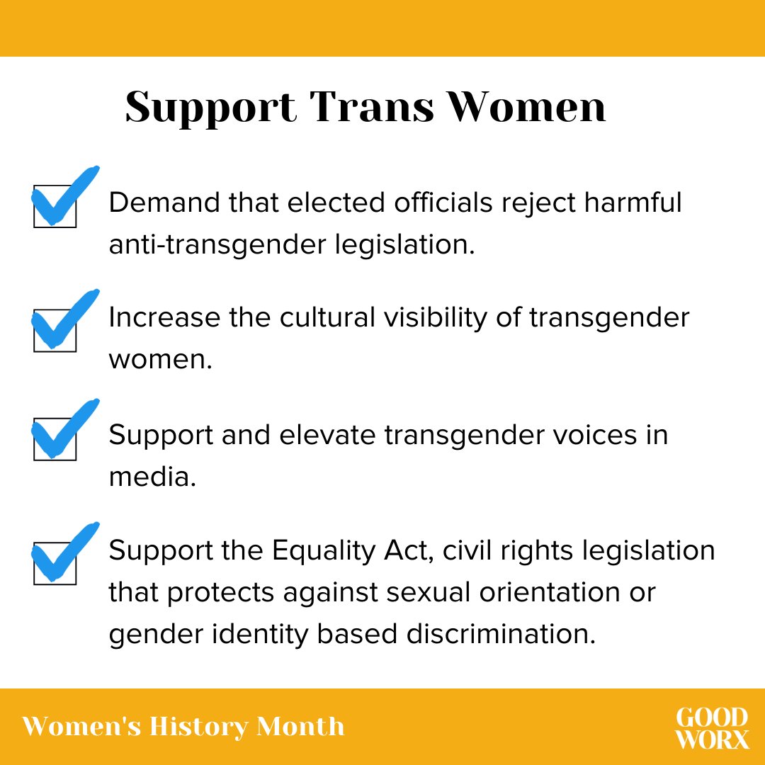 The challenges faced by trans women are often omitted from conversations about feminism. Many trans women face stigma, preventing them from fully participating in society &amp; increasing their risk factors. Here are ways to elevate and protect trans women. 
#intersectionalfeminism
