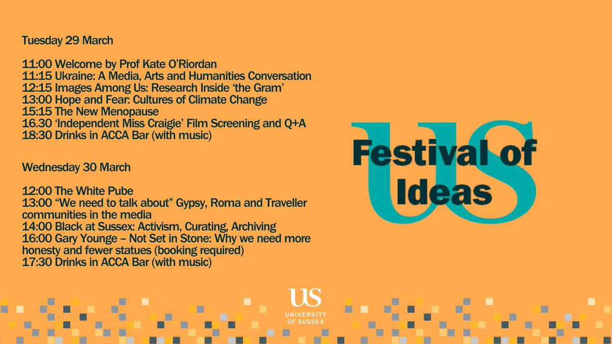 Graphic showing the Festival of Ideas schedule