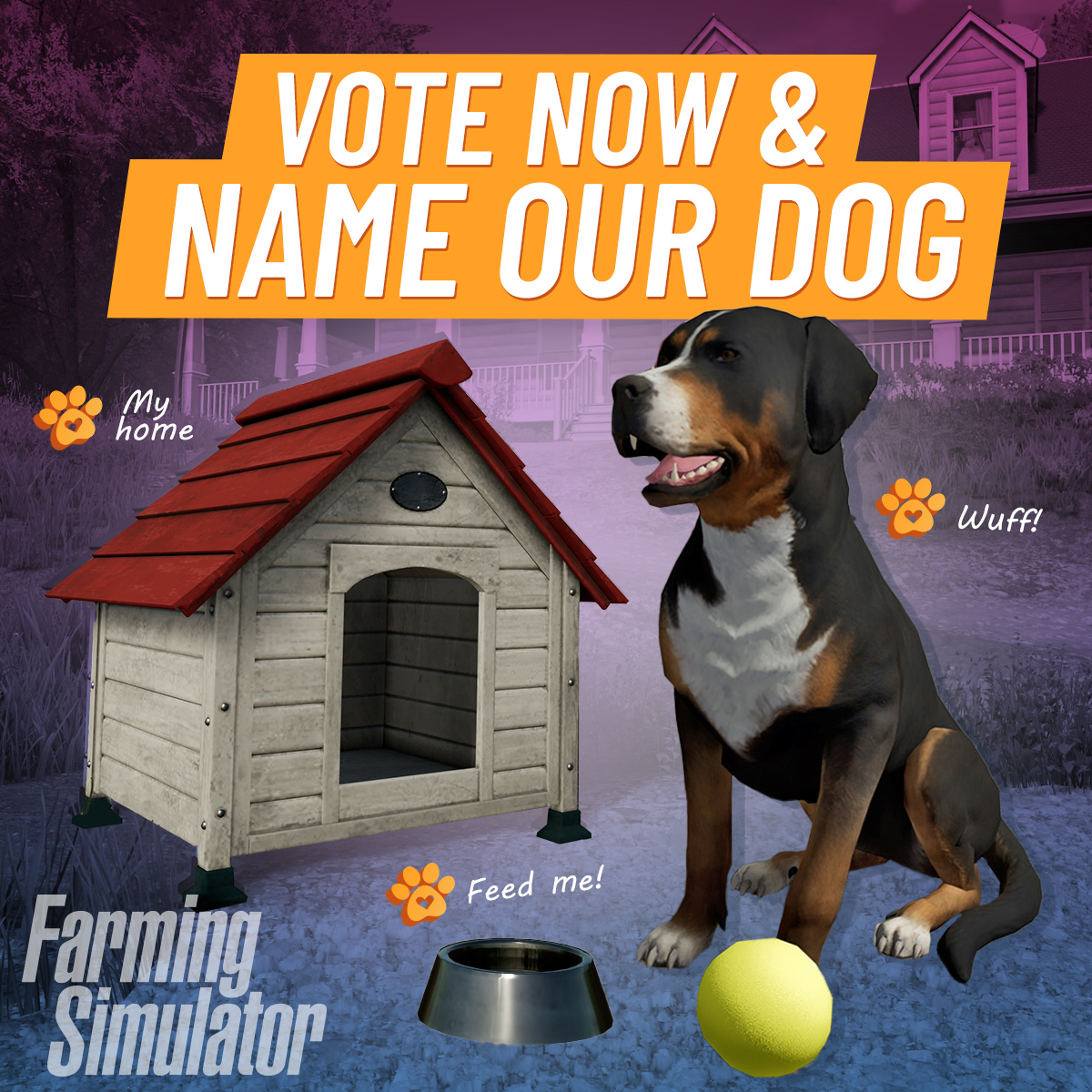 Farming Simulator on Twitter: "Our trusty farmdog needs a name for soon he  will become a plushy addition to our merchstore. 🐶 Help us and vote for a  name until sunday! 🦴