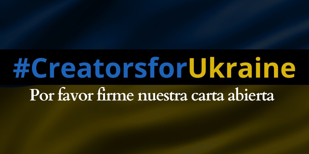 Una carta abierta sobre #Ucrania de #creadores de todo el mundo. Hoy hablamos como una comunidad creativa y diversa, pero con una sola voz. Por favor firme y comparta la carta con otros. #creatorsforukraine 
docs.google.com/forms/d/e/1FAI…