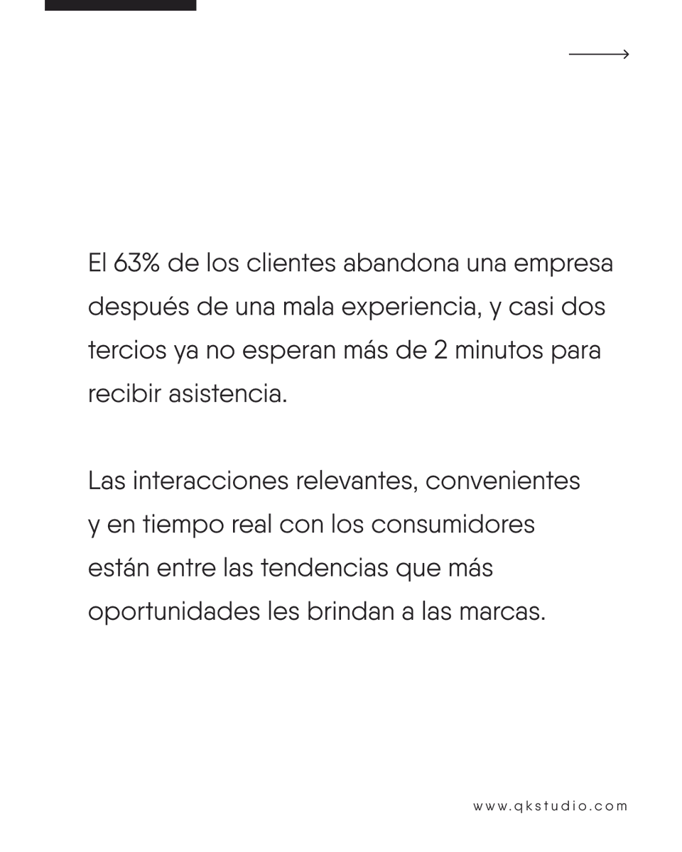 qkstudio's tweet photo. Did you know? 🤔 63% of customers leave a company after a bad experience, and almost two-thirds no longer wait more than 2 minutes for assistance. 

Learn the keys of Conversational Marketing👉 https://t.co/M1raidQ5ln 

#QKStudio #MarketingDigital #Blog https://t.co/LQfQPhgXqd